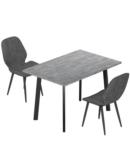 HOMCOM Dining Set, Kitchen Table with 2 Velvet Upholstered Chairs, Dark Grey - pic 184514 | FastDaddyshop
