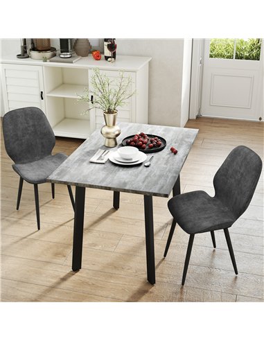 HOMCOM Dining Set, Kitchen Table with 2 Velvet Upholstered Chairs, Dark Grey