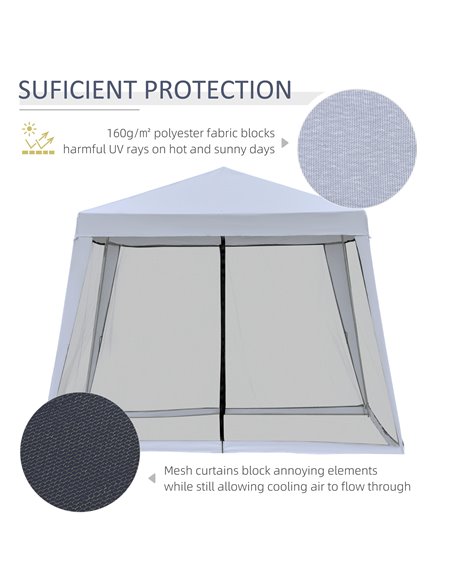 Outsunny 3x3M Outdoor Garden Gazebo with Mesh Screen Side Walls, Grey - pic 18452 | FastDaddyshop