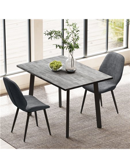 HOMCOM Dining Set, Kitchen Table with 2 Velvet Upholstered Chairs, Dark Grey - pic 184521 | FastDaddyshop