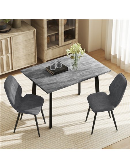 HOMCOM Dining Set, Kitchen Table with 2 Velvet Upholstered Chairs, Dark Grey - pic 184522 | FastDaddyshop