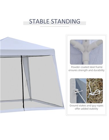 Outsunny 3 x 3 meter Outdoor Garden Gazebo Canopy Tent Sun Shade Event Shelter with Mesh Screen Side Walls Grey