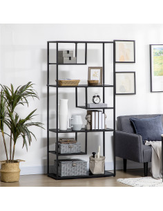 HOMCOM Industrial Accent Display Rack 7 Tier Bookcase, Display Rack for Living Room, Office, Bedroom, Black 2