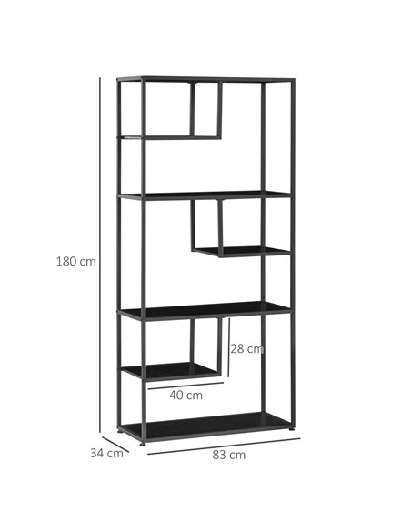 HOMCOM Industrial Accent Display Rack 7 Tier Bookcase, Display Rack for Living Room, Office, Bedroom, Black - pic 184552 | FastDaddyshop