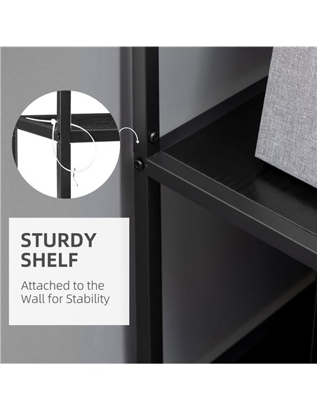 HOMCOM Industrial Accent Display Rack 7 Tier Bookcase, Display Rack for Living Room, Office, Bedroom, Black - pic 184555 | FastDaddyshop