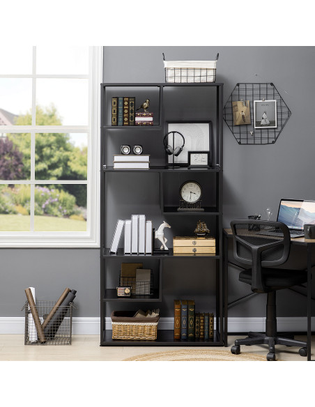 HOMCOM Industrial Accent Display Rack 7 Tier Bookcase, Display Rack for Living Room, Office, Bedroom, Black - pic 184556 | FastDaddyshop