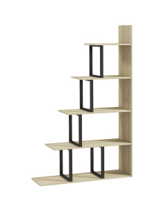 HOMCOM 5-Tier Bookcase, Wooden Ladder Bookshelf Display Stand, Oak