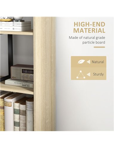 HOMCOM 5-Tier Bookcase, Wooden Ladder Bookshelf Display Stand, Oak