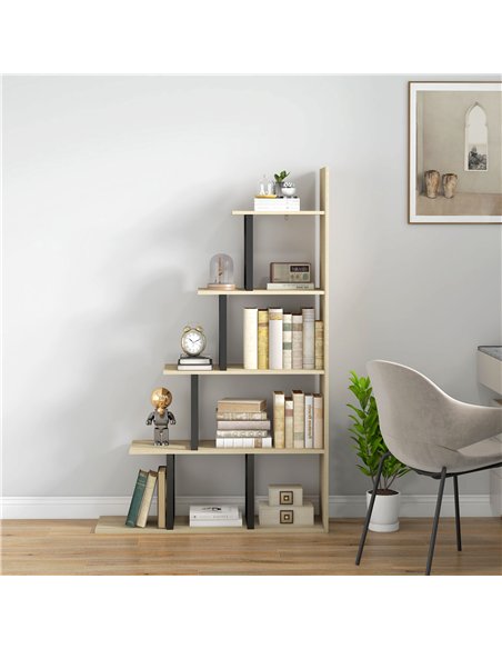 HOMCOM 5-Tier Bookcase, Wooden Ladder Bookshelf Display Stand, Oak - pic 184565 | FastDaddyshop