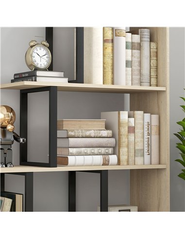 HOMCOM 5-Tier Bookcase, Wooden Ladder Bookshelf Display Stand, Oak