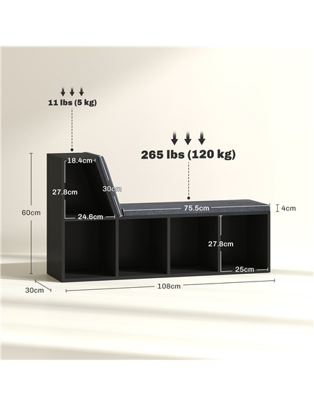 HOMCOM 2 Tier Modern Bookcase Bookshelf with Removable Cushions for Living Room - pic 184570 | FastDaddyshop