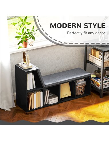 HOMCOM 2 Tier Modern Bookcase Bookshelf with Removable Cushions for Living Room