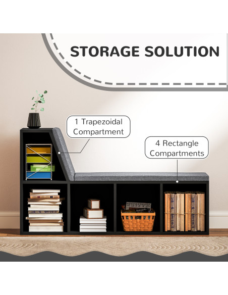HOMCOM 2 Tier Modern Bookcase Bookshelf with Removable Cushions for Living Room - pic 184572 | FastDaddyshop
