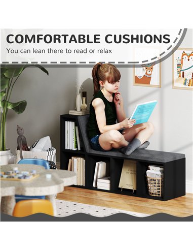HOMCOM 2 Tier Modern Bookcase Bookshelf with Removable Cushions for Living Room