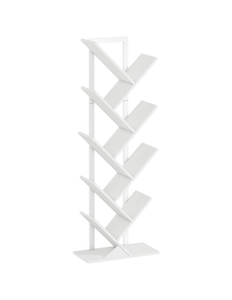 HOMCOM 9-Tier Tree Bookshelf, Industrial Free Standing Bookcase with Steel Frame, Display Storage White - pic 184577 | FastDaddyshop