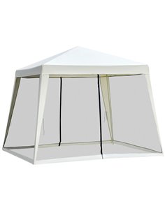 Outsunny 3x3m Outdoor Gazebo Tent with Mesh Screen Walls, Cream-white