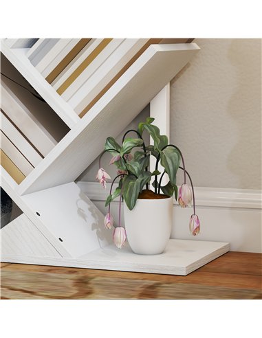 HOMCOM 9-Tier Tree Bookshelf, Industrial Free Standing Bookcase with Steel Frame, Display Storage White