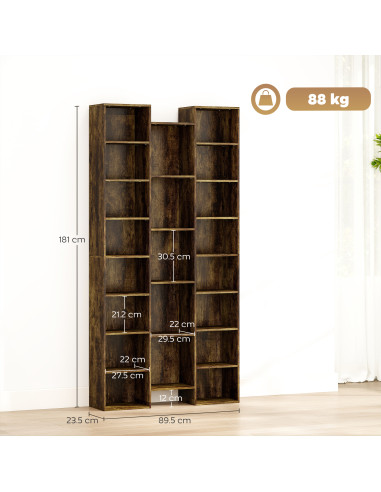 HOMCOM 21-Compartment Bookshelf - Brown