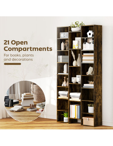 HOMCOM 21-Compartment Bookshelf - Brown
