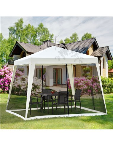 Outsunny 3x3m Outdoor Gazebo Tent with Mesh Screen Walls, Cream-white