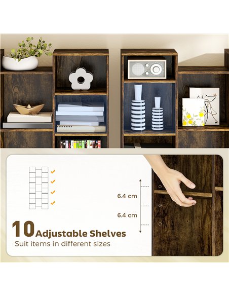 HOMCOM 21-Compartment Bookshelf - Brown - pic 184590 | FastDaddyshop