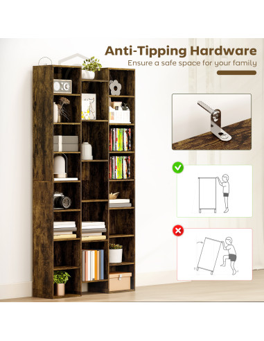 HOMCOM 21-Compartment Bookshelf - Brown