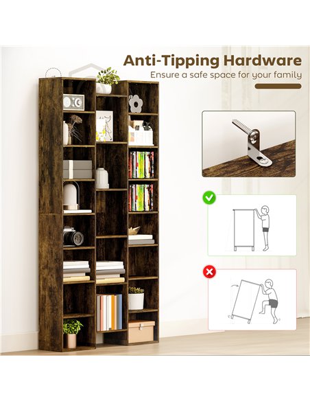 HOMCOM 21-Compartment Bookshelf - Brown - pic 184591 | FastDaddyshop