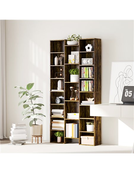 HOMCOM 21-Compartment Bookshelf - Brown - pic 184592 | FastDaddyshop