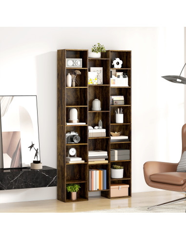 HOMCOM 21-Compartment Bookshelf - Brown