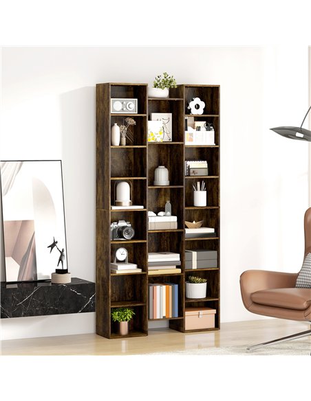 HOMCOM 21-Compartment Bookshelf - Brown - pic 184593 | FastDaddyshop