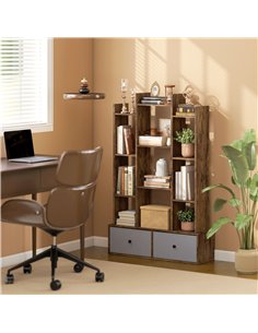 HOMCOM 12 Shelf Storage Unit, with Drawers - Brown 2