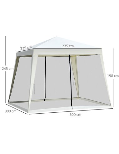Outsunny 3x3m Outdoor Gazebo Tent with Mesh Screen Walls, Cream-white