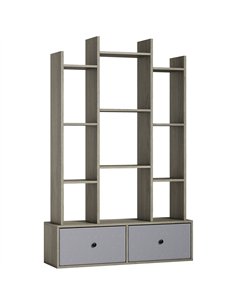 HOMCOM 12 Shelf Storage Unit, with Drawers - Graphite Wood Effect