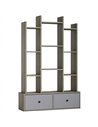 HOMCOM 12 Shelf Storage Unit, with Drawers - Graphite Wood Effect