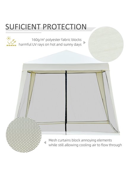 Outsunny 3x3m Outdoor Gazebo Tent with Mesh Screen Walls, Cream-white - pic 18461 | FastDaddyshop