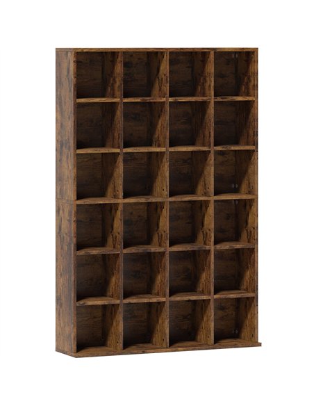 HOMCOM CD Storage Unit with Adjustable Shelves, 89 x 130.5 cm, Rustic Brown - pic 184613 | FastDaddyshop
