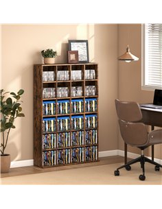 HOMCOM CD Storage Unit with Adjustable Shelves, 89 x 130.5 cm, Rustic Brown 2