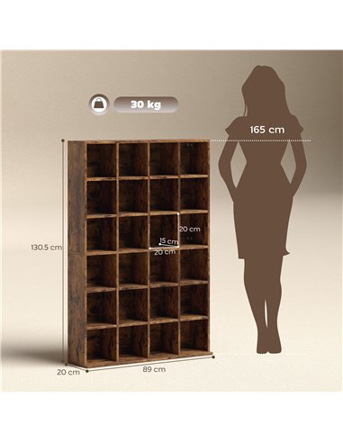 HOMCOM CD Storage Unit with Adjustable Shelves, 89 x 130.5 cm, Rustic Brown