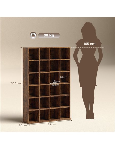HOMCOM CD Storage Unit with Adjustable Shelves, 89 x 130.5 cm, Rustic Brown - pic 184615 | FastDaddyshop
