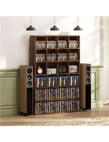 HOMCOM CD Storage Unit with Adjustable Shelves, 89 x 130.5 cm, Rustic Brown - pic 184619 | FastDaddyshop