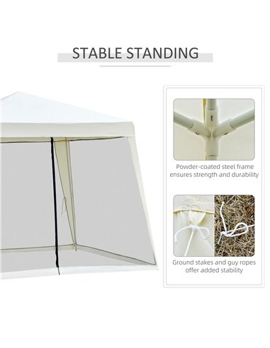 Outsunny 3x3m Outdoor Gazebo Tent W/Mesh Screen Walls-Cream white