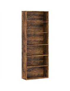 HOMCOM Six Shelf Bookcase - Rustic Brown