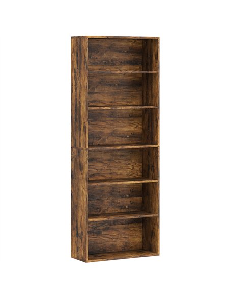 HOMCOM Six Shelf Bookcase - Rustic Brown - pic 184622 | FastDaddyshop