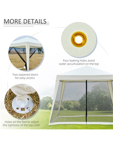 Outsunny 3x3m Outdoor Gazebo Tent W/Mesh Screen Walls-Cream white