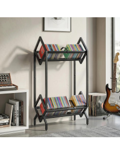 HOMCOM 50 CD Storage Rack, 2-Tier Metal CD Storage Unit, Free Standing, Easy to Assemble, Black 2