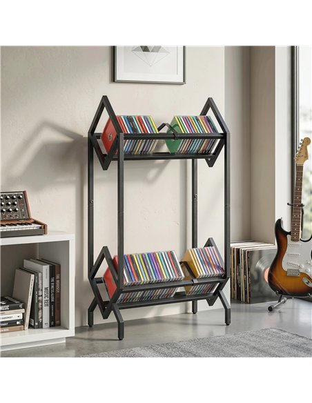HOMCOM 50 CD Storage Rack, 2-Tier Metal CD Storage Unit, Free Standing, Easy to Assemble, Black - pic 184632 | FastDaddyshop