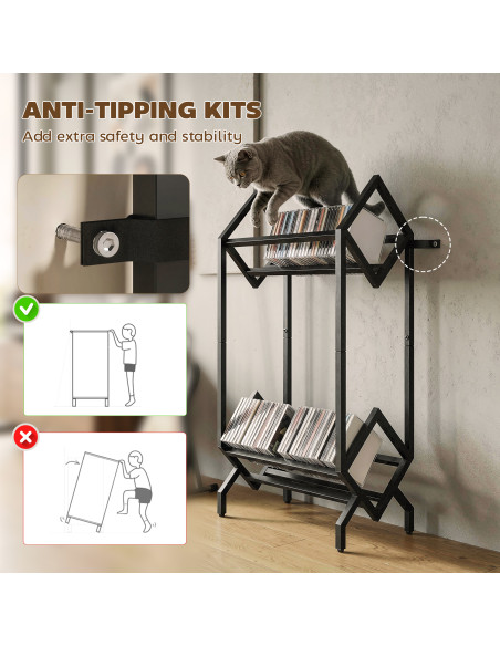 HOMCOM 50 CD Storage Rack, 2-Tier Metal CD Storage Unit, Free Standing, Easy to Assemble, Black - pic 184637 | FastDaddyshop