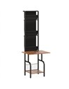 HOMCOM Vinyl Record Player Stand Record Storage with Player Stand Oxford Fabric Pockets Bottom Shelf Rustic Brown and Black