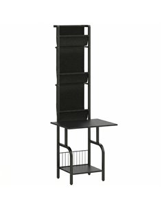 HOMCOM Vinyl Record Player Stand Record Storage with Player Stand Oxford Fabric Pockets Bottom Shelf, Black