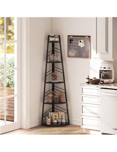 HOMCOM Corner Bookcase, 5-Tier Floor Standing Bookshelf, Shelving Unit for Living Room, Study, Bedroom, Black